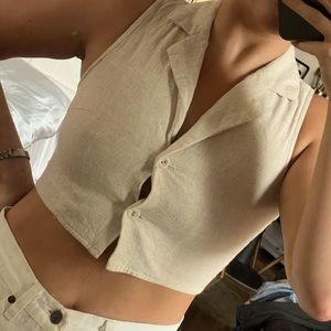 Princess Polly Cropped Linen Vest